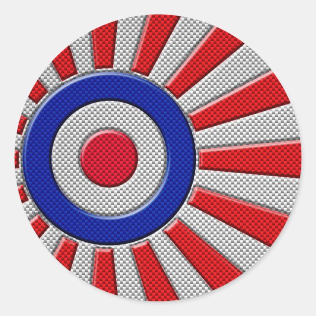 Sticker Rond Conception de Sunburst Roundel Mod en fibre de car (Devant)