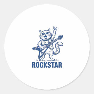 Sticker Rond Conception de t-shirt avec gravure vintage de chat