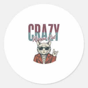 Sticker Rond Conception de T-Shirt avec gravure vintage de chat