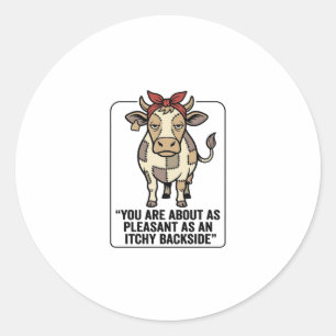 Sticker Rond Conception de T-Shirt Vintage Vache Patchwork Grin