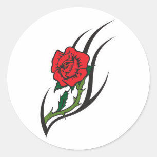 Sticker Rond Conception de tatouage de rose