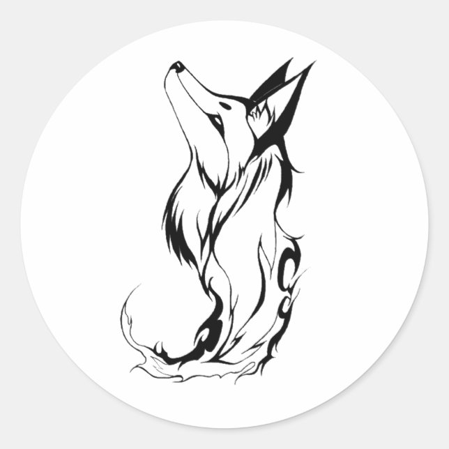 Sticker Rond Conception de tatouage Fox Tribal (Devant)