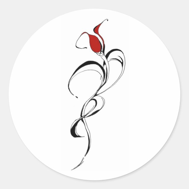 Sticker Rond Conception de tatouage Tribal Rose Rouge (Devant)