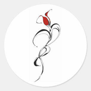Sticker Rond Conception de tatouage Tribal Rose Rouge