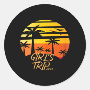 Sticker Rond Conception de texte de fille de coucher de soleil 