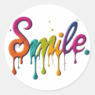 Sticker Rond Conception de texte multicouleur Smile