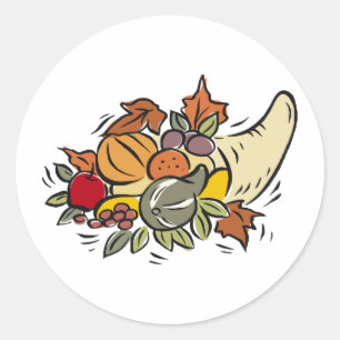 Sticker Rond Conception de thanksgiving d'abondance d'o de