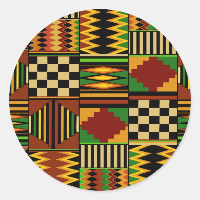 Sticker Rond Conception de tissu Royal Kente en Afrique (Devant)