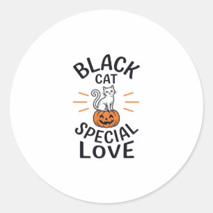 Sticker Rond Conception de vecteur de chat noir spécial amour H