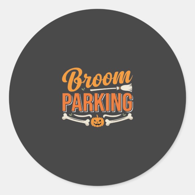 Sticker Rond Conception de vecteur de parking balai Halloween_1 (Devant)