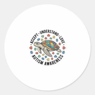 Sticker Rond Conception de vecteur de puzzle de tortue pour la 