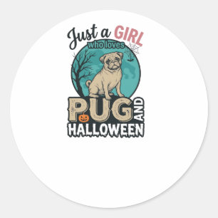 Sticker Rond Conception de vecteur vintage de fille de Hallowee