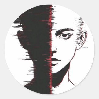 Sticker Rond Conception de visage de bogue – Art d'identité div