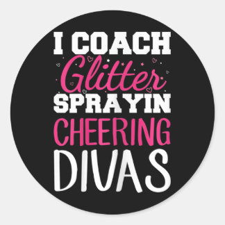 Sticker Rond Conception d'entraîneur de cheer féminin pour un e