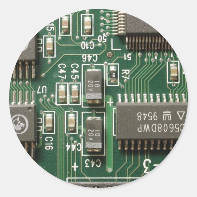 Sticker Rond Conception des cartes de circuits (Devant)