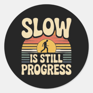 Sticker Rond Conception d'escargot de yoga lent est encore prog