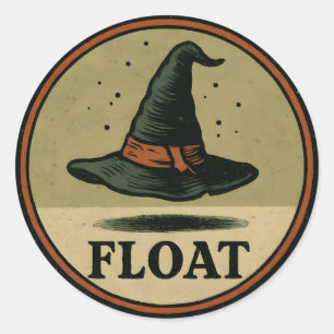 Sticker Rond Conception d'étiquette Halloween Chapeau de Sorciè