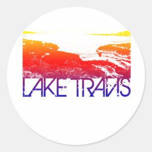 Sticker Rond Conception d'horizon de Travis de lac