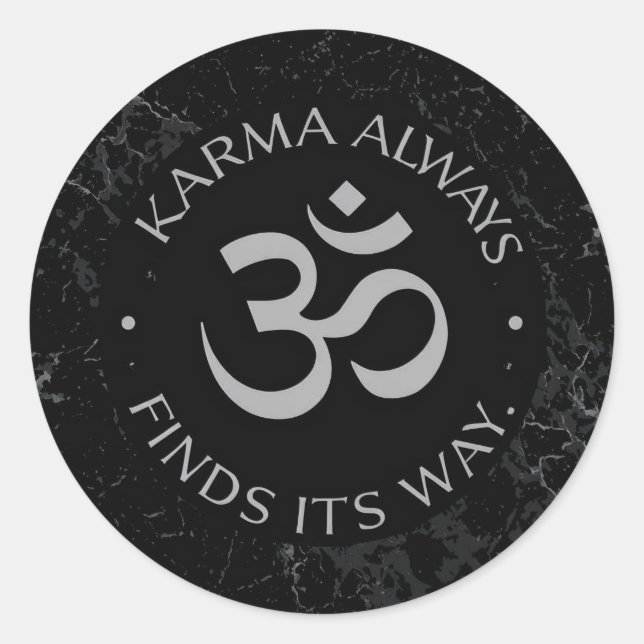 Sticker Rond Conception d'Om de Karma spirituel - Collection Mi (Devant)
