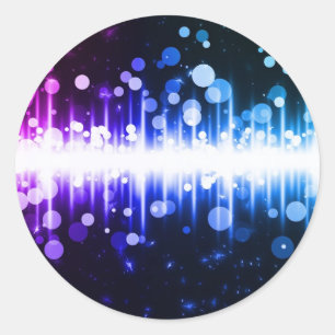Sticker Rond Conception d'ondes sonores colorées