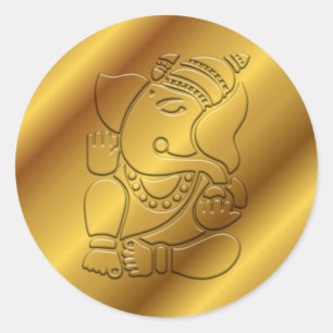Sticker Rond Conception d'or de Ganesha