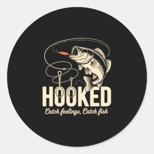 Sticker Rond Conception drôle d'angler de bass avec un thème de