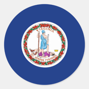 Sticker Rond Conception du drapeau de l'État de Virginie