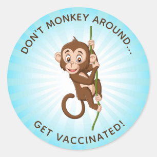 Sticker Rond Conception du singe Conception de la vaccination