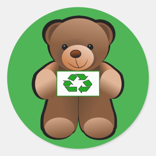 Sticker Rond Conception du symbole de recyclage de l'ours en pe (Devant)