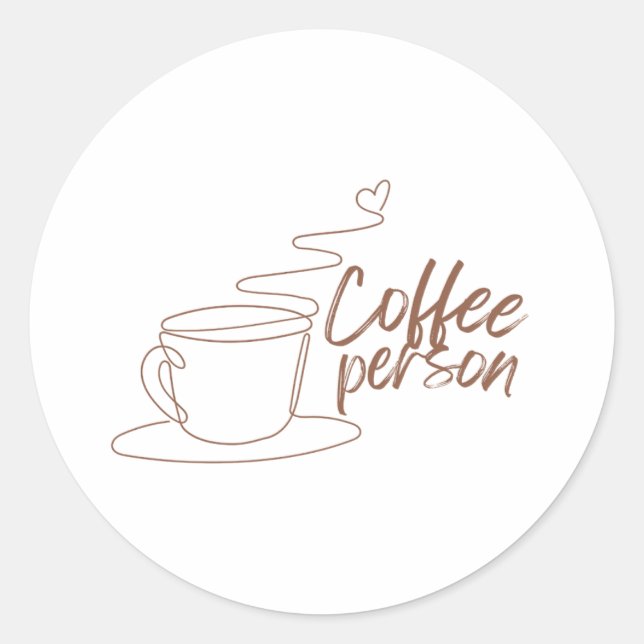 Sticker Rond Conception du texte du café pour personne (Devant)
