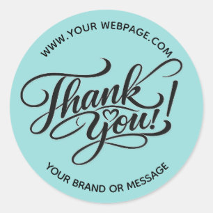Sticker Rond Conception élégante de « Merci » avec cœur en lett