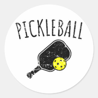Sticker Rond Conception en détresse de pickleball