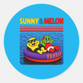Sticker Rond Conception Enfants Melon Ensoleillé