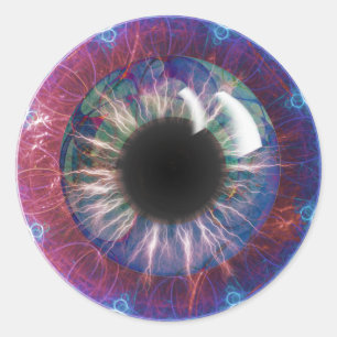 Sticker Rond Conception fractale des yeux de Tesla