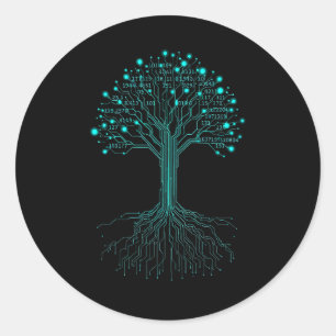 Sticker Rond Conception Graphique de Programmation de Codage Bi