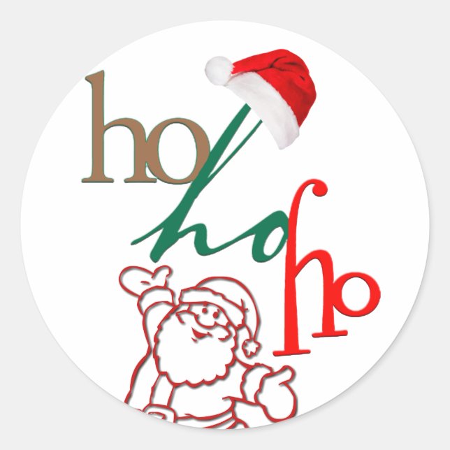 Sticker Rond Conception Ho-Ho-Ho Père Noël (Devant)