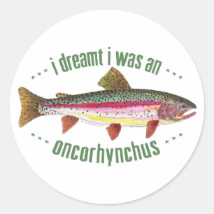 Sticker Rond Conception humoristique de truite arc-en-ciel