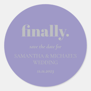 Sticker Rond Conception minimale Lavande Argent Enfin Date d'en