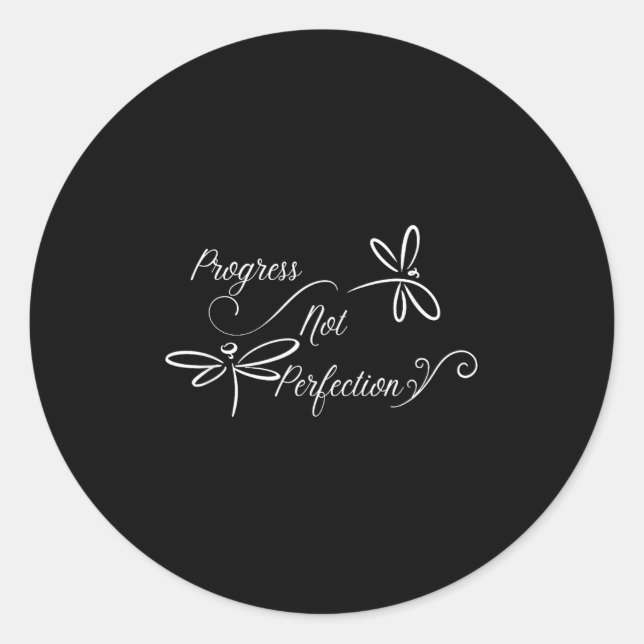 Sticker Rond Conception Motivationnelle Progrès Et Non Perfecti (Devant)