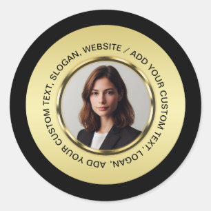 Sticker Rond Conception noir et or, logo ou photo dans un cercl