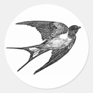 Sticker Rond Conception noire vintage d'hirondelle