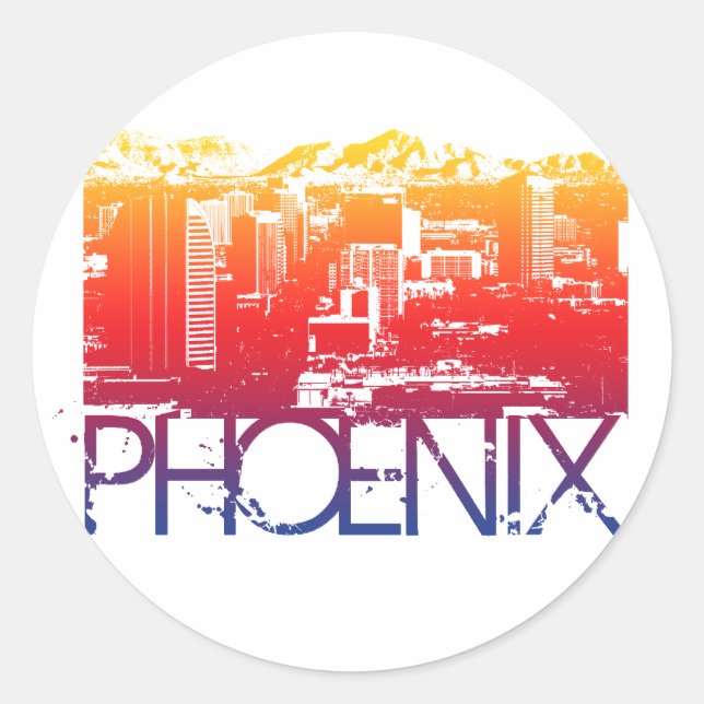 Sticker Rond Conception Phoenix Skyline (Devant)