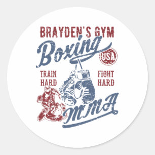Sticker Rond Conception rétro de salle de sport Brayden pour le