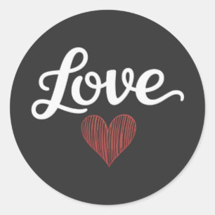 Sticker Rond Conception Romantique de Typographie Minimaliste C