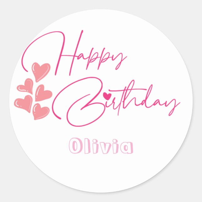 Sticker Rond conception rose pour un an  (Devant)