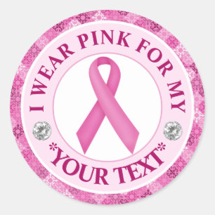 Sticker Rond Conception Ruban Rose pour la sensibilisation au c