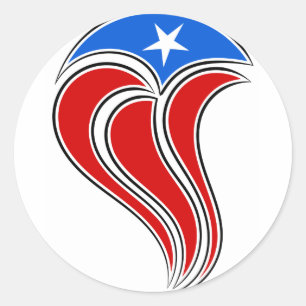 Sticker Rond Conception sinueuse de drapeau de Porto Rico