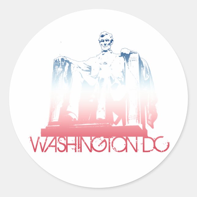 Sticker Rond Conception Skyline de Washington DC (Devant)