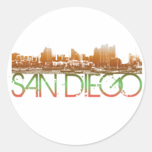 Sticker Rond Conception Skyline San Diego