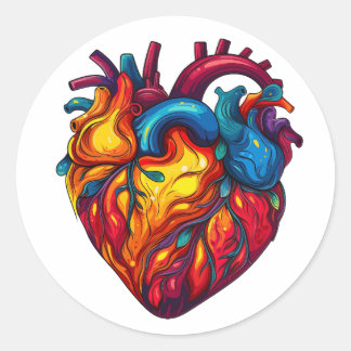 Sticker Rond Conception super de l'anatomie cardiaque humaine |